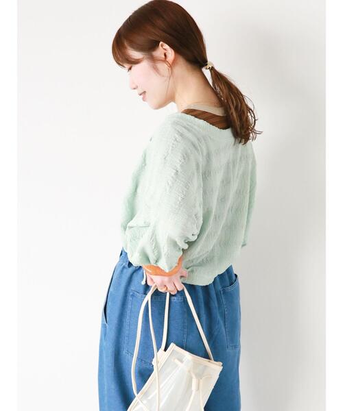 ehka sopo（エヘカソポ）の「5分袖シアーカットボレロ（カーディガン/ボレロ・レディース・モカ/ミント/キナリ・F）」の17枚目の写真
