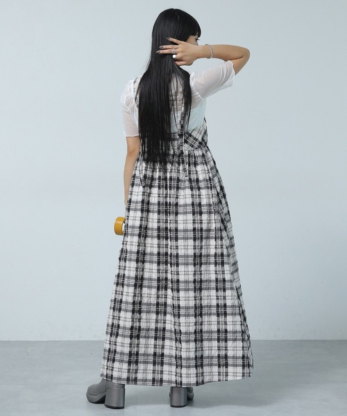 PAGEBOY(ページボーイ)の「ポコポコチェックキャミワンピース(ワンピース・レディース・ブラック/グリーン系その他/ホワイト系その他・FREE)」の4枚目の写真
