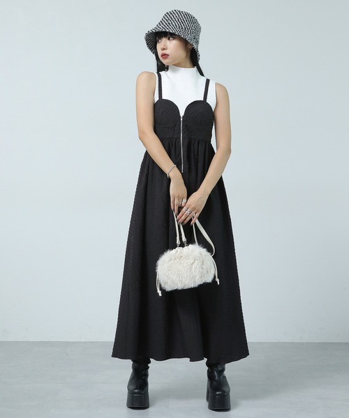 PAGEBOY(ページボーイ)の「ポコポコチェックキャミワンピース(ワンピース・レディース・ブラック/グリーン系その他/ホワイト系その他・FREE)」の5枚目の写真