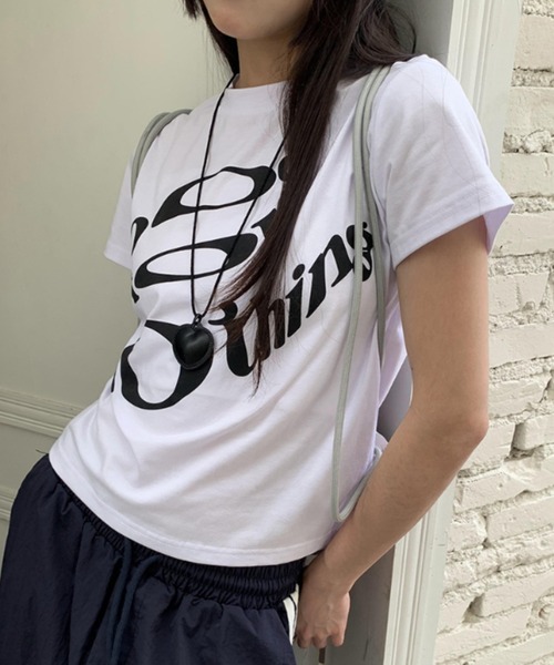 Vipoa（ヴィポア）の「フィットレタリングプリントTEE（Tシャツ/カットソー・レディース・ホワイト/ブラック・FREE）」の15枚目の写真