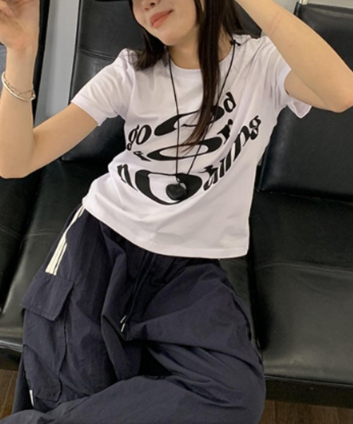 Vipoa（ヴィポア）の「フィットレタリングプリントTEE（Tシャツ/カットソー・レディース・ホワイト/ブラック・FREE）」の17枚目の写真
