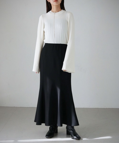 cheriella(シェリエラ)の「【cheriella】WEB限定ランダムリブベルスリーブニット WEB LIMITED RANDOM RIB BELL SLEEVE KNIT(ニット/セーター・レディース・アイボリー/ブラック/パープル/ブルー/ブラウン/ダークグレー・M)」の12枚目の写真
