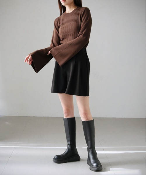 cheriella(シェリエラ)の「【cheriella】WEB限定ランダムリブベルスリーブニット WEB LIMITED RANDOM RIB BELL SLEEVE KNIT(ニット/セーター・レディース・アイボリー/ブラック/パープル/ブルー/ブラウン/ダークグレー・M)」の21枚目の写真