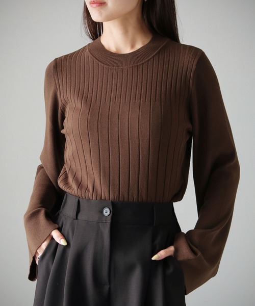 cheriella(シェリエラ)の「【cheriella】WEB限定ランダムリブベルスリーブニット WEB LIMITED RANDOM RIB BELL SLEEVE KNIT(ニット/セーター・レディース・アイボリー/ブラック/パープル/ブルー/ブラウン/ダークグレー・M)」の15枚目の写真