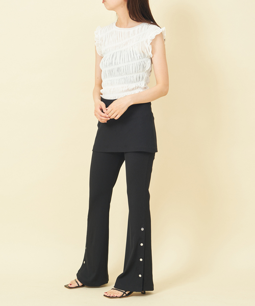 U by SPICK&SPAN（ユーバイスピックアンドスパン）の「シャーリングチュールトップス（シャツ/ブラウス・レディース・ホワイト/ブラック・FREE）」の7枚目の写真