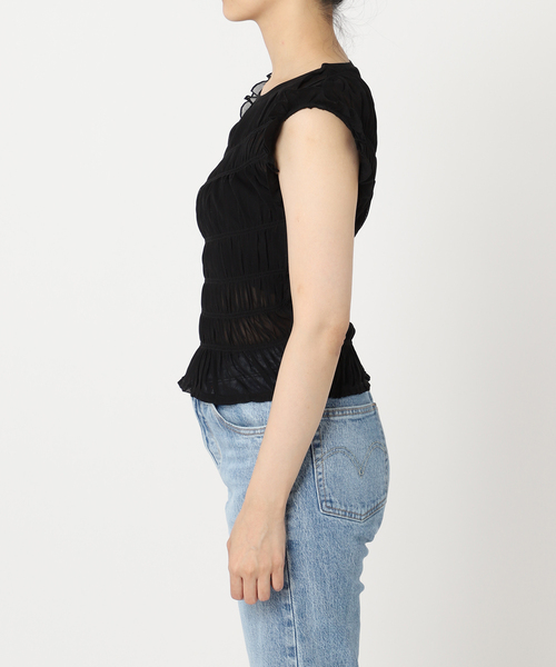 U by SPICK&SPAN（ユーバイスピックアンドスパン）の「シャーリングチュールトップス（シャツ/ブラウス・レディース・ホワイト/ブラック・FREE）」の12枚目の写真