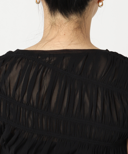 U by SPICK&SPAN（ユーバイスピックアンドスパン）の「シャーリングチュールトップス（シャツ/ブラウス・レディース・ホワイト/ブラック・FREE）」の14枚目の写真