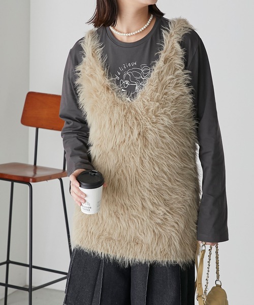 NOBLE/フェザーニットビスチェ/タグ付き新品/ベージュ フェザーニットビスチェ（ニット／セーター）｜NOBLE（ノーブル