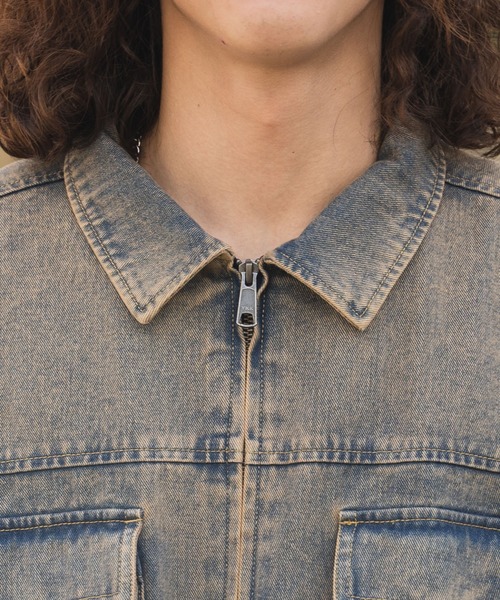 WEGO（ウィゴー）の「WEGO/デニムZIPジャケット（デニムジャケット・メンズ・スカイブルー/レッド系その他/ブラック系その他・MEDIUM/LARGE）」の7枚目の写真