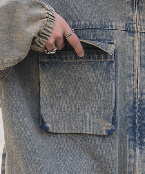 WEGO（ウィゴー）の「WEGO/デニムZIPジャケット（デニムジャケット・メンズ・スカイブルー/レッド系その他/ブラック系その他・MEDIUM/LARGE）」の10枚目の写真