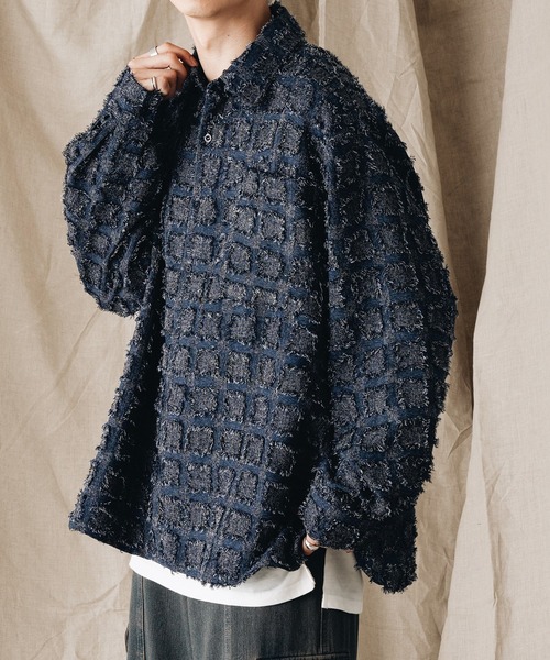 epnok（エプノック）の「シャギーチェックルーズシャツ（シャツ/ブラウス・メンズ・ブラック/ネイビー/オフホワイト・SMALL/MEDIUM/LARGE）」の12枚目の写真