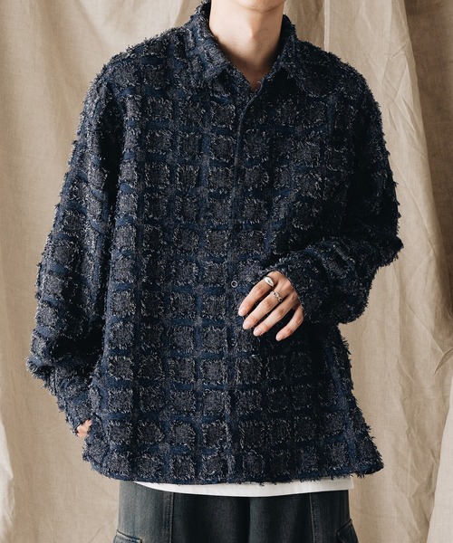 epnok（エプノック）の「シャギーチェックルーズシャツ（シャツ/ブラウス・メンズ・ブラック/ネイビー/オフホワイト・SMALL/MEDIUM/LARGE）」の13枚目の写真