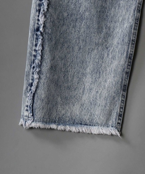 SITRY(シトリー)の「Wide Tapered side fringe Denim pants/ワイドテーパード サイドフリンジ デニム パンツ(デニムパンツ・メンズ・ブラック/ケミカルウォッシュ/インディゴブルー/ブラック系その他2/ブラック系その他・S/L/LL/M)」の7枚目の写真
