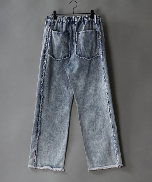 SITRY(シトリー)の「Wide Tapered side fringe Denim pants/ワイドテーパード サイドフリンジ デニム パンツ(デニムパンツ・メンズ・ブラック/ケミカルウォッシュ/インディゴブルー/ブラック系その他2/ブラック系その他・S/L/LL/M)」の10枚目の写真