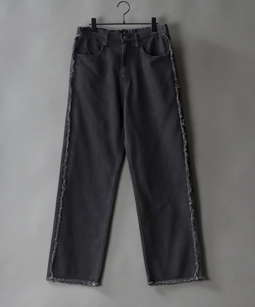 SITRY(シトリー)の「Wide Tapered side fringe Denim pants/ワイドテーパード サイドフリンジ デニム パンツ(デニムパンツ・メンズ・ブラック/ケミカルウォッシュ/インディゴブルー/ブラック系その他2/ブラック系その他・S/L/LL/M)」の17枚目の写真
