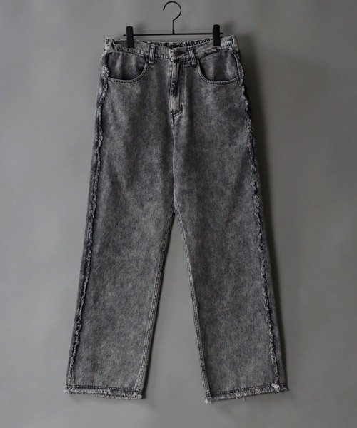SITRY(シトリー)の「Wide Tapered side fringe Denim pants/ワイドテーパード サイドフリンジ デニム パンツ(デニムパンツ・メンズ・ブラック/ケミカルウォッシュ/インディゴブルー/ブラック系その他2/ブラック系その他・S/L/LL/M)」の19枚目の写真
