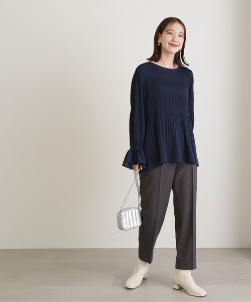 NATURAL BEAUTY BASIC ネイビー パンツスーツ Sサイズ NATURAL BEAUTY BASIC 【スーツ2点SET】 ナチュラルビューティ
