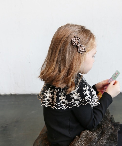 Rora（ローラ）の「イリリス トップス / レース 花 フワラー（Tシャツ/カットソー・キッズ・オフホワイト/ブラック・110/120/150/130/140/100）」の15枚目の写真