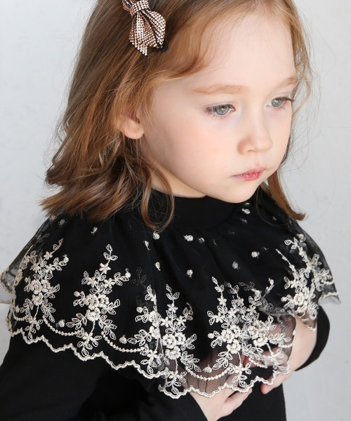 Rora（ローラ）の「イリリス トップス / レース 花 フワラー（Tシャツ/カットソー・キッズ・オフホワイト/ブラック・110/120/150/130/140/100）」の21枚目の写真