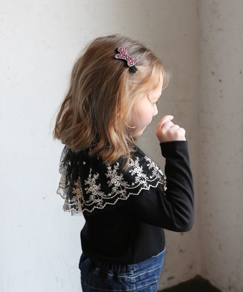 Rora（ローラ）の「イリリス トップス / レース 花 フワラー（Tシャツ/カットソー・キッズ・オフホワイト/ブラック・110/120/150/130/140/100）」の22枚目の写真