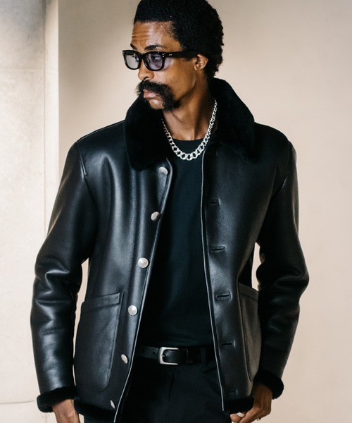 CRIMIE(クライミー)の「MOUTON LEATHER CONCHO JACKET / ムートン レザー コンチョ ジャケット(ムートンコート・メンズ・ブラック・S/M/L/XL/XXL)」の7枚目の写真