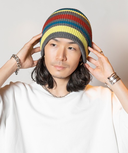 CA4LA（カシラ）の「MULTIBORDER3（ニットキャップ/ビーニー・レディース・グレー/ブラック/ブラウン・ONESIZE）」の3枚目の写真
