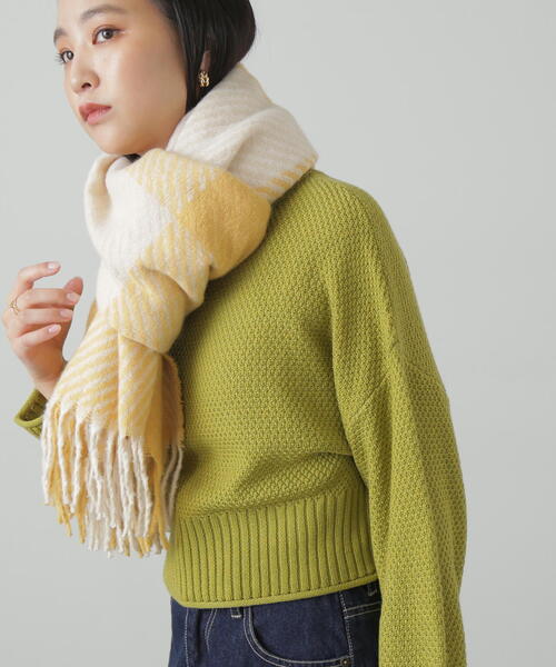 FREE'S MART（フリーズマート）の「◆ブロックチェックストール（マフラー・レディース・ブラック系その他/イエロー系その他・ﾌﾘ-）」の2枚目の写真