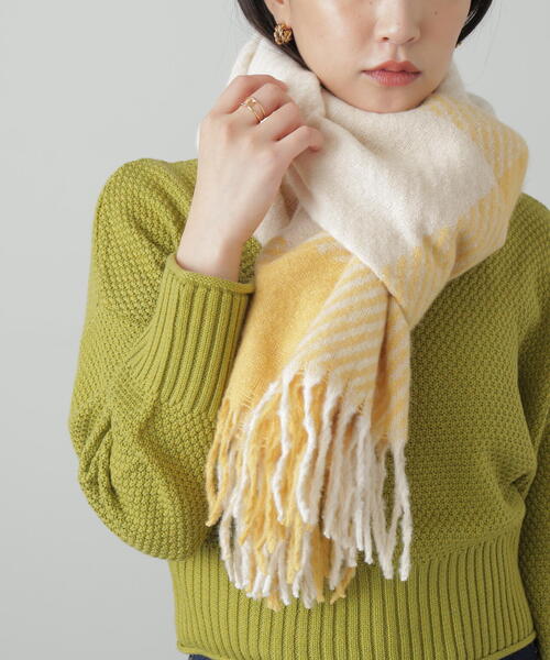 FREE'S MART（フリーズマート）の「◆ブロックチェックストール（マフラー・レディース・ブラック系その他/イエロー系その他・ﾌﾘ-）」の8枚目の写真