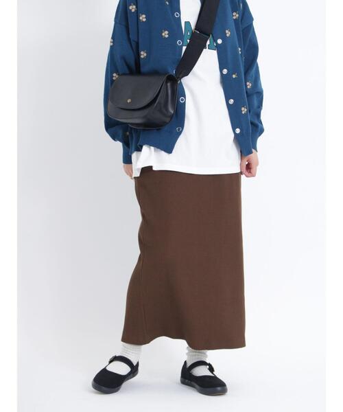 Samansa Mos2(サマンサ モスモス)の「ストレッチリブスカート(スカート・レディース・ブラウン/オレンジ/ブラック/グリーン/ベージュ・F)」の1枚目の写真