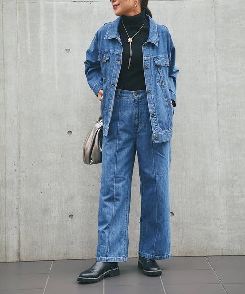 un dix cors(アンディコール)の「ピンタックデニム(デニムパンツ・レディース・ネイビー/ブルー・L/M)」の18枚目の写真