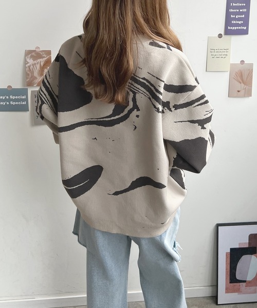 Futier land（フューティアランド）の「マーブル柄ニットプルオーバー（ニット/セーター・レディース・グレー/アイボリー/ブラック・FREE）」の14枚目の写真