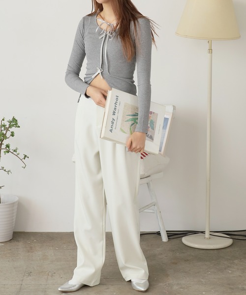 Chick(チック)の「Cross Slacks / クロスハイウエストスラックス(スラックス・レディース・ブラック/グレー/ホワイト・S/M/L)」の8枚目の写真