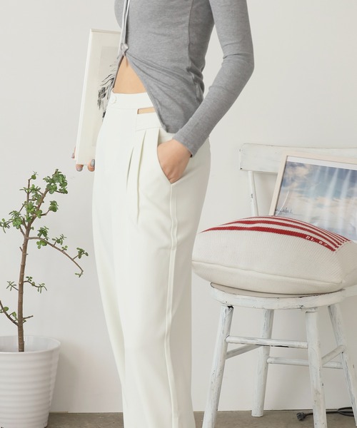 Chick(チック)の「Cross Slacks / クロスハイウエストスラックス(スラックス・レディース・ブラック/グレー/ホワイト・S/M/L)」の7枚目の写真