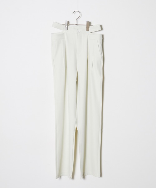 Chick(チック)の「Cross Slacks / クロスハイウエストスラックス(スラックス・レディース・ブラック/グレー/ホワイト・S/M/L)」の4枚目の写真