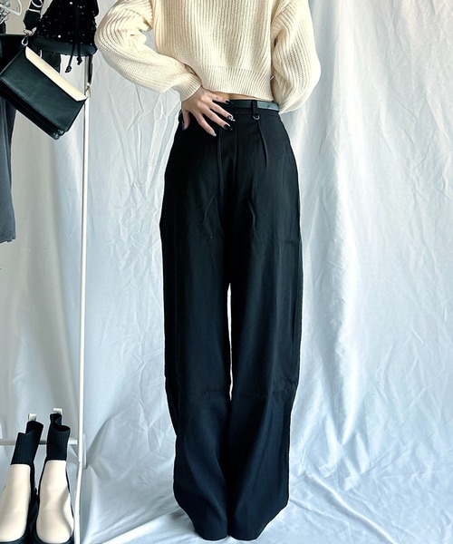 Chick(チック)の「Cross Slacks / クロスハイウエストスラックス(スラックス・レディース・ブラック/グレー/ホワイト・S/M/L)」の11枚目の写真