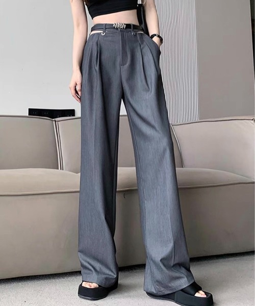 Chick(チック)の「Cross Slacks / クロスハイウエストスラックス(スラックス・レディース・ブラック/グレー/ホワイト・S/M/L)」の15枚目の写真