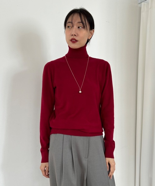 Didot.showroom（ディドット ショールーム）の「カシミヤブレンドベーシックタートルニット（ニット/セーター・レディース・レッド/ブラック/グレー/アイボリー/ネイビー・FREE）」の5枚目の写真