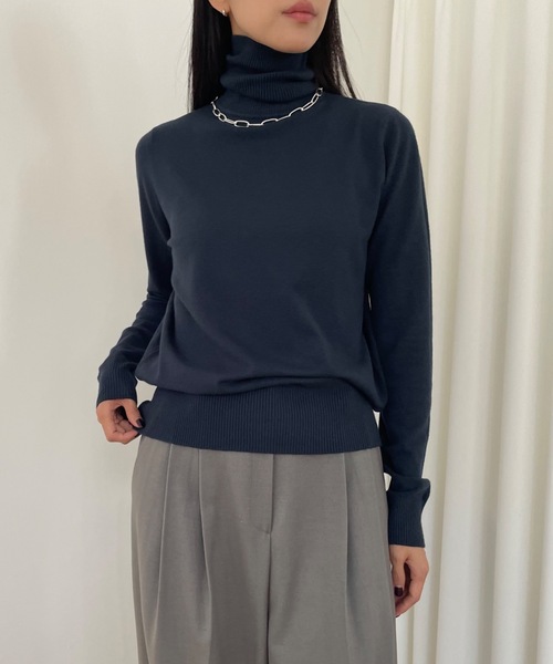 Didot.showroom（ディドット ショールーム）の「カシミヤブレンドベーシックタートルニット（ニット/セーター・レディース・レッド/ブラック/グレー/アイボリー/ネイビー・FREE）」の18枚目の写真