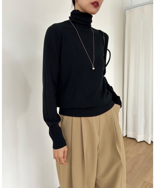 Didot.showroom（ディドット ショールーム）の「カシミヤブレンドベーシックタートルニット（ニット/セーター・レディース・レッド/ブラック/グレー/アイボリー/ネイビー・FREE）」の12枚目の写真