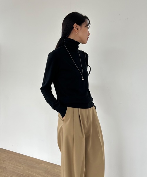 Didot.showroom（ディドット ショールーム）の「カシミヤブレンドベーシックタートルニット（ニット/セーター・レディース・レッド/ブラック/グレー/アイボリー/ネイビー・FREE）」の15枚目の写真