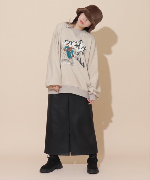 DOUBLE NAME（ダブルネーム）の「ALPEN SKINGプリントプルオーバー/ユニセックス可（スウェット・レディース・ブラック/ブルー/グレイッシュベージュ・FREE）」の18枚目の写真