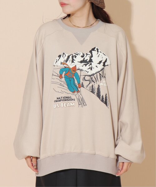 DOUBLE NAME（ダブルネーム）の「ALPEN SKINGプリントプルオーバー/ユニセックス可（スウェット・レディース・ブラック/ブルー/グレイッシュベージュ・FREE）」の19枚目の写真