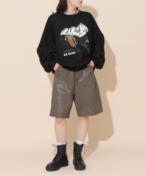 DOUBLE NAME（ダブルネーム）の「ALPEN SKINGプリントプルオーバー/ユニセックス可（スウェット・レディース・ブラック/ブルー/グレイッシュベージュ・FREE）」の6枚目の写真