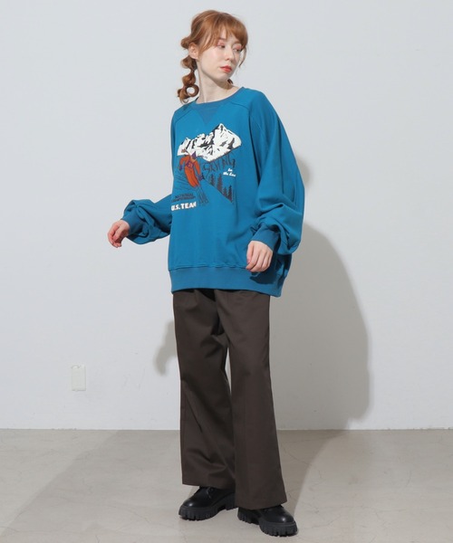 DOUBLE NAME（ダブルネーム）の「ALPEN SKINGプリントプルオーバー/ユニセックス可（スウェット・レディース・ブラック/ブルー/グレイッシュベージュ・FREE）」の12枚目の写真