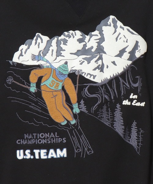 DOUBLE NAME（ダブルネーム）の「ALPEN SKINGプリントプルオーバー/ユニセックス可（スウェット・レディース・ブラック/ブルー/グレイッシュベージュ・FREE）」の7枚目の写真