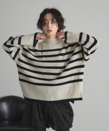 【ZOZO限定】ボーダーハイネックニット