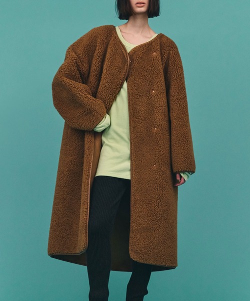ロングボアコート（ノーカラーコート）｜AKTE（アクテ）のファッション