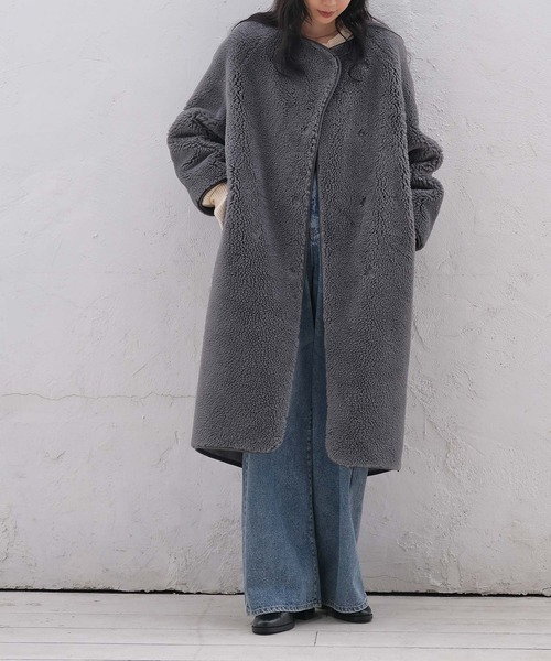 akte ロングボアコート ロングボアコート（ノーカラーコート）｜AKTE（アクテ）のファッション