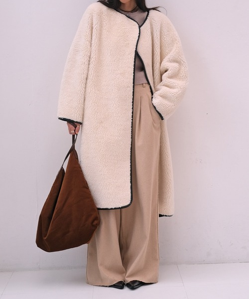 ロングボアコート（ノーカラーコート）｜AKTE（アクテ）のファッション