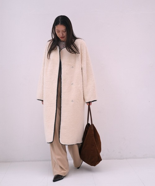 ロングボアコート（ノーカラーコート）｜AKTE（アクテ）のファッション